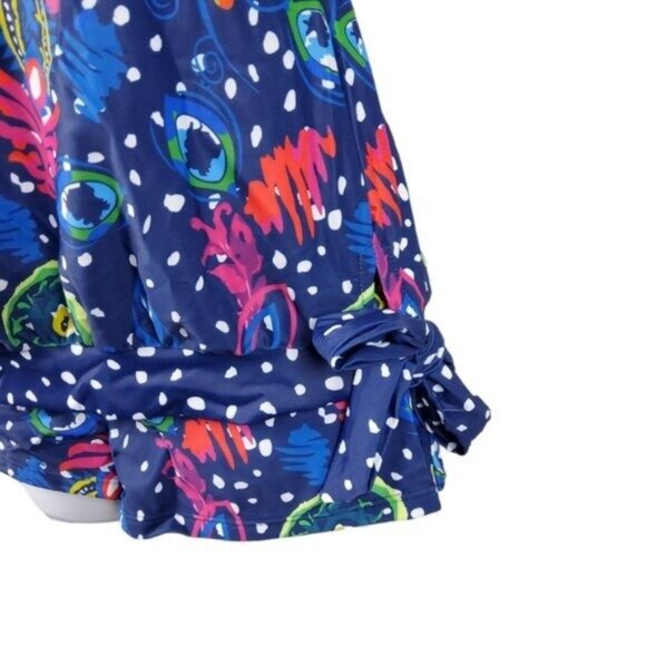 Wenly Zeng Paisley Two Piece Swimsuit with Shorts Blue Sizes Small and XL - Picture 4 of 8